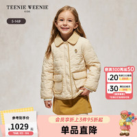 Teenie Weenie Kids小熊童装24秋季女童甜美翻领拉链刺绣棉服 浅卡其色 110cm