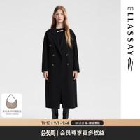 歌力思（ELLASSAY）2024秋冬绵羊毛低调奢华时尚大气毛呢大衣EWB354D00300 经典黑 S
