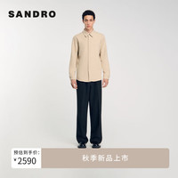 SANDRO2024秋季男装法式简约通勤长袖纯色衬衫上衣SHPCM00935 A315/淡灰褐色 M
