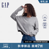 Gap女装2024秋季罗纹圆领针织衫气质纯色简约风上衣637876 灰色 160/80A(S) 亚洲尺码