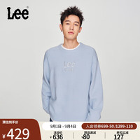 李 Lee24秋冬舒适版圆领金属亮光Logo男女同款毛衣LUT0090814UX 天蓝色(尺码偏大,拍小一码) M