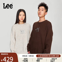 李 Lee24秋冬舒适版圆领金属亮光Logo男女同款毛衣LUT0090814UX 深棕色（尺码偏大，拍小一码） S