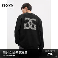 GXG男装 黑色后背图案简约时尚宽松圆领卫衣男上衣 24年秋季 黑色 170/M