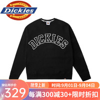 dickies字母LOGO贴布绣美式圆领毛圈布卫衣 休闲百搭卫衣男 DK013103 黑色 2XL