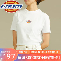 dickies女式短款LOGO短袖T恤 舒适百搭修身短袖 DK012314 白色 L
