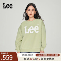 Lee24早秋宽松版圆领大Logo印花多色女长袖卫衣休闲 绿色 XL