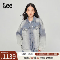 Lee24早秋宽松版型中浅蓝色女长袖牛仔夹克外套潮流 中浅蓝色 S