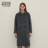 Teenie Weenie【澳毛】小熊2024秋季长款翻领双面毛呢大衣外套 灰色 165/M