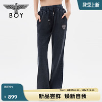 BOY LONDON秋24新品女长裤重工三鹰烫钻个性休闲百搭微喇裤W15088 灰色