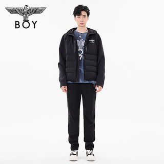 BOY LONDON24新品男女同款老鹰印花时尚百搭户外短款羽绒服N28019 黑色