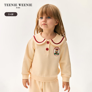 Teenie Weenie Kids小熊童装24秋季女宝宝撞色海军领印花卫衣 红色 110cm