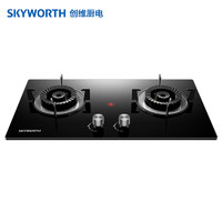 移动端、京东百亿补贴：SKYWORTH 创维 燃气灶煤气灶双灶家用 4.8kW液化气嵌入式台式灶具 大火力 玻璃面板煤气炉灶 Z207B