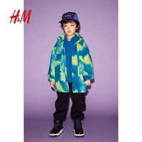 H&M童装男童外套2024秋宽松抓绒衬里疏水3合1外套1242945 蓝色/绿色图案 140/68