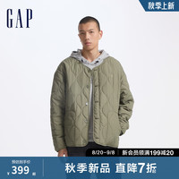 Gap男装2024秋季印花logo波浪绗线外套轻薄简约风棉服619672 浅绿色 165/88A(S) 亚洲尺码