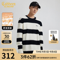 卡宾男装 条纹提花针织衫2024秋新款宽松毛衣字母刺绣潮流街头H 煤黑色01