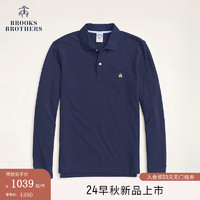 布克兄弟（BrooksBrothers）男士24早秋棉刺绣logo针织polo衫 4004-藏青色 XL