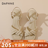 达芙妮（DAPHNE）达芙妮凉鞋女外穿2024夏季软低粗跟法式配裙子一字带凉鞋ZJ 黄色 38