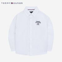 TOMMY HILFIGER汤米童装儿童长袖开襟白衬衫2024新款男童中大童学院风长袖衬衣