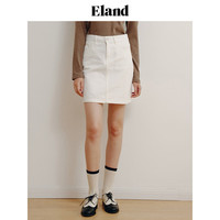 ELAND衣恋半身裙女简约风直筒包臀裙牛仔短裙A字裙春秋款 象牙白/白色(39)Ivory S/160