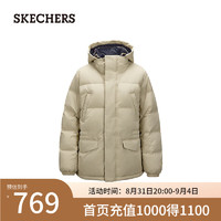 斯凯奇（Skechers）连帽羽绒服女防泼水防污渍黑科技中款L424W050