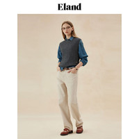 ELAND衣恋针织马夹女简约直筒显瘦含绵羊毛保暖马甲2024秋季新款