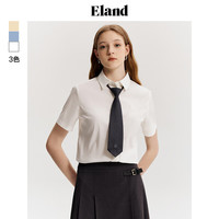 ELAND衣恋短袖衬衫女配领带休闲学院风T恤上衣2024夏季 浅卡其色(36)L/Beige XS/155