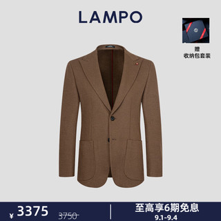 蓝豹（LAMPO）【24AW新品】秋冬季羊毛弹力针织西装外套男士果壳棕休闲西服单西 深米条纹