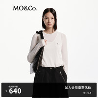 MO&Co.2024秋新品假两件圆领正肩长袖棉质T恤MBD3TEET06摩安珂