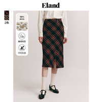ELAND衣恋半身裙女美拉德格纹包臀裙2024早春 红色(20)Red XS/155