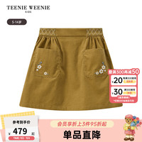 Teenie Weenie Kids小熊童装24秋季新款女童甜美刺绣灯芯绒半身裙 黄色 1