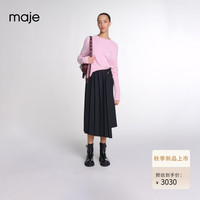 Maje2024秋季新款女装黑色不规则时尚褶皱半身裙长裙MFPJU01355 黑色 T