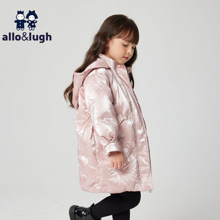 allo&lughallolugh阿路和如童装女童加厚亮面羽绒服儿童洋气 浅粉色 150cm