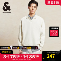 杰克·琼斯（JACK&JONES）男装秋季时尚百搭舒适字母静奢风宽松拼色polo领卫衣男套头衫 A62 银绿色 195/112A/XXXL