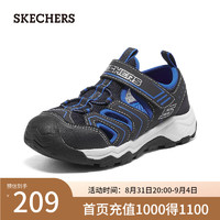 斯凯奇（Skechers）中大童魔术贴包头凉鞋407030L 海军蓝色/蓝色/NVBL 39.5码