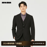 利郎西服三件套男商务男士工作装新郎结婚西装套装 黑色(24QXF081SA) 175