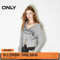 ONLY2024秋季时尚潮流宽松短款开衫连帽卫衣女|12439R003 G47 浅花灰色 170/88A/L