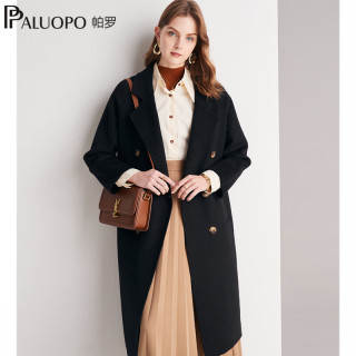 今日必买：帕罗 2024秋冬女装毛呢大衣时尚优雅翻领系腰带显瘦百女式羊毛外套 45%羊毛