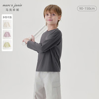 马克珍妮 marc & janie男女童运动弹力插肩长袖T恤2024年秋装241126 炭黑 120cm （身高111-120）