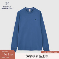 布克兄弟（BrooksBrothers）男士24早秋棉纯色刺绣logo长袖休闲T恤 4002-深蓝色 XXL