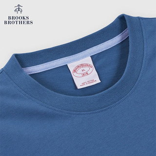 布克兄弟（BrooksBrothers）男士24早秋棉纯色刺绣logo长袖休闲T恤 4002-深蓝色 XXL