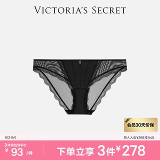 VICTORIA'S SECRET 维密 性感轻薄网纱中腰半包臀女士内裤舒适三角裤 54A2黑色 11256139 XS