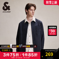 杰克·琼斯（JACK&JONES）男装秋季衣服宽松外穿衬衣灯芯绒休闲长袖衬衫男薄外套衬衫式外套 E39 水泥灰色 185/104A/XL