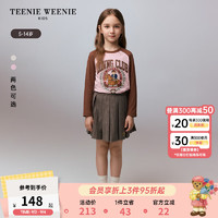 Teenie Weenie Kids小熊童装24秋季女童插肩撞色学院风长袖T恤 粉色 140cm