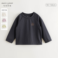 马克珍妮 marc & janie男女童运动弹力插肩长袖T恤2024年秋装241126 钛铁蓝 110cm （身高101-110）