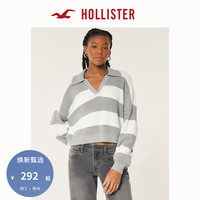 HOLLISTER24秋冬辣妹宽松条纹Polo领针织衫上衣女 KI350-4171 浅灰色条纹 XXL (170/116A)