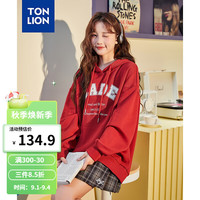 唐狮 TONLION2024秋连帽卫衣女字母长袖卫衣时尚潮流套头衫TB 洋红 M