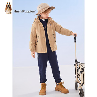 暇步士（Hush Puppies）童装儿童男大童冬季时尚休闲百搭加厚风衣外套 暖卡其A款 140cm