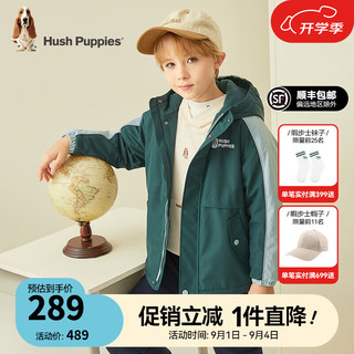 暇步士（Hush Puppies）童装儿童男大童冬季时尚休闲百搭加厚风衣外套 天青色E款 120cm