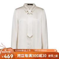 G2000【缎面色丁面料】G2000女装FW24商场配胸针领带长袖衬衫上衣 配赠胸针领带-缎面色丁布-米白25寸 34