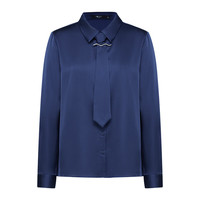 G2000【缎面色丁面料】G2000女装FW24商场配胸针领带长袖衬衫上衣 配赠胸针领带-缎面色丁布-丹尼蓝25寸 38